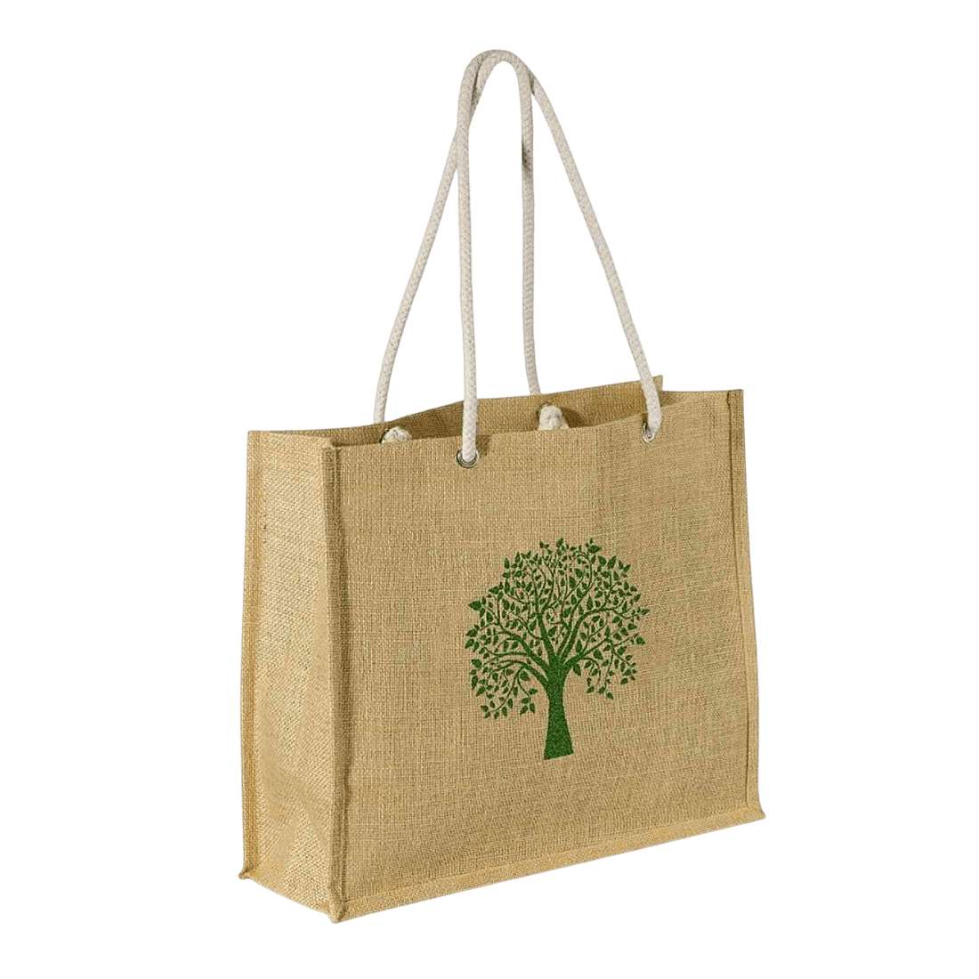 JUTE BIG HAND BAG TREE OF LIFE PRINTED (NATURAL)